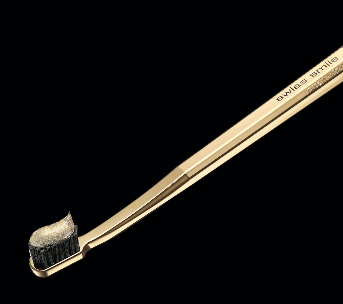 negru 91412957 dOr toothbrush gel D'or gel dentar fara fluor cu pulbere de aur si periuta de dinti